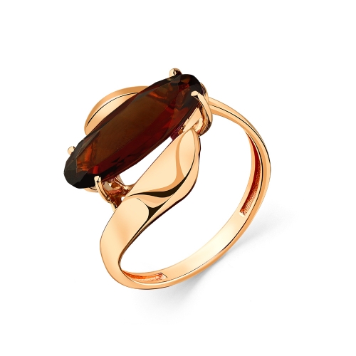 Женское кольцо из красного золота 585 пробы с гранатом