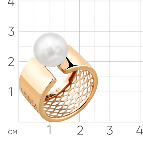 Женское кольцо из красного золота 585 пробы с жемчугом