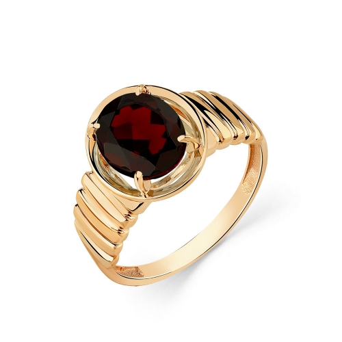 Женское кольцо из красного золота 585 пробы с гранатом