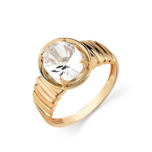 Женское кольцо из красного золота 585 пробы с горным хрусталем