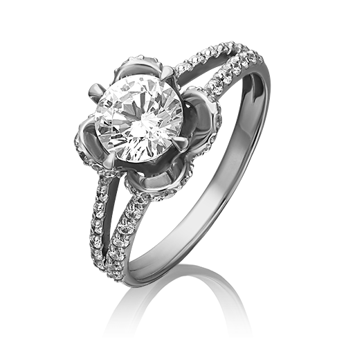 Ювелирный завод «Платина» Золотое кольцо с вставками Swarovski
