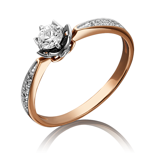 Ювелирный завод «Платина» Золотое кольцо с вставками Swarovski