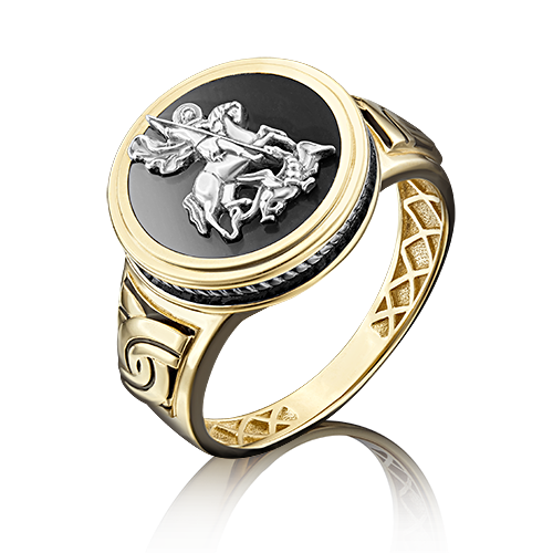 Мужское золотое кольцо с эмалью