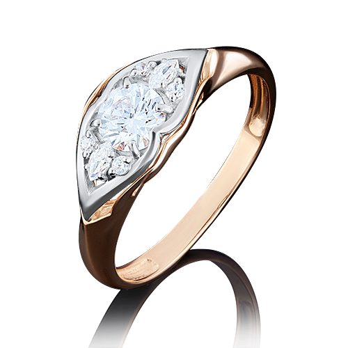 Ювелирный завод «Платина» Золотое кольцо с вставками Swarovski