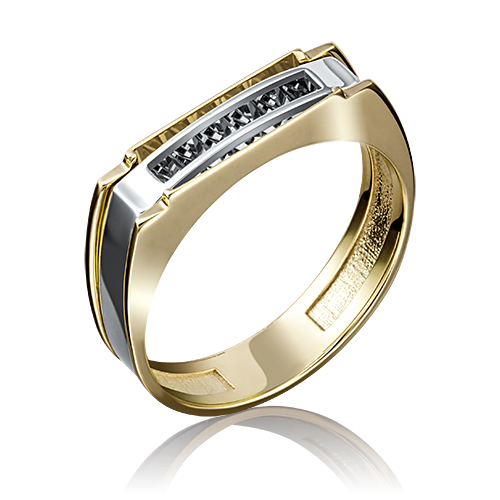 Ювелирный завод «Платина» Мужское золотое кольцо без камней с алмазной гранью