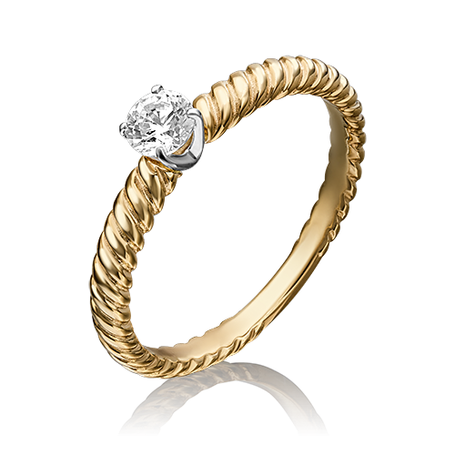 Ювелирный завод «Платина» Золотое кольцо с вставками Swarovski