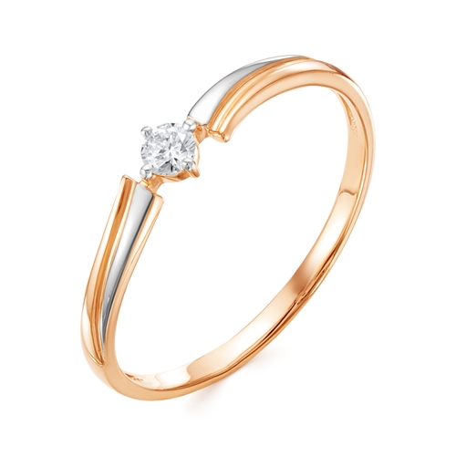 Женское кольцо из красного золота 585 пробы c бриллиантом