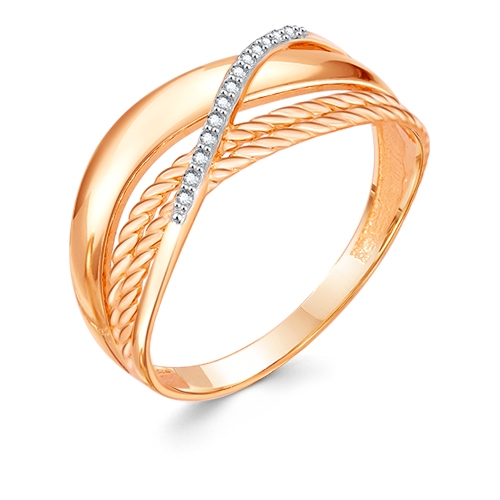 Женское кольцо из красного золота 585 пробы c бриллиантами