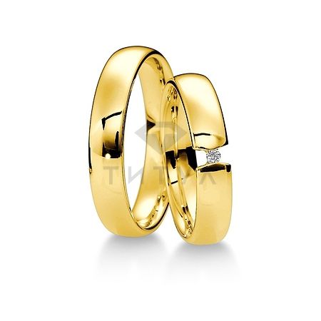 Т-27432 золотые парные обручальные кольца (ширина 4 мм.) (цена за пару)