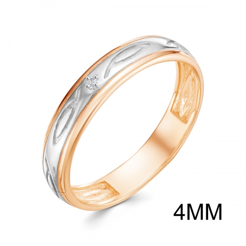 Обручальное кольцо из красного золота 585 пробы с фианитом