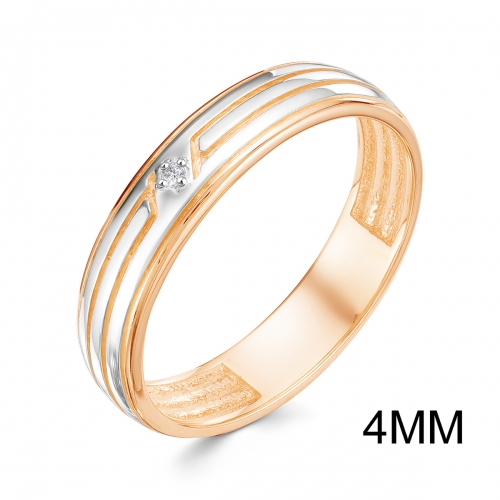 Обручальное кольцо из красного золота 585 пробы с фианитом