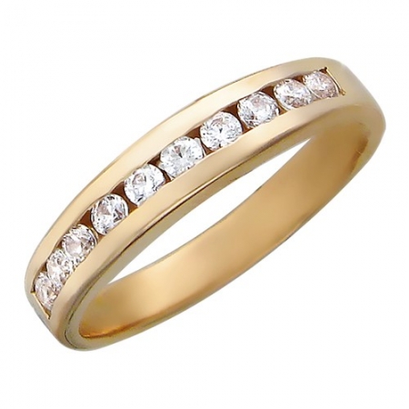 Обручальное кольцо из красного золота с фианитом