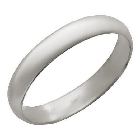 Обручальное кольцо из белого золота без камней