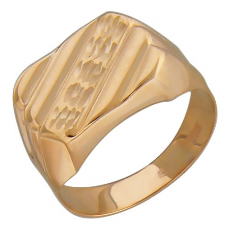 Ювелирный дом Эстет Мужское кольцо из красного золота без камней