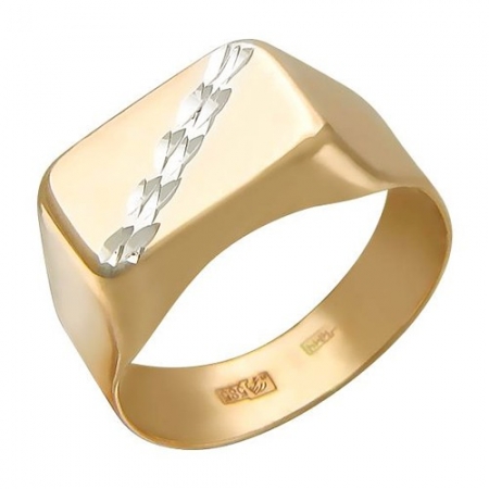Ювелирный дом Эстет Мужское кольцо из красного золота без камней
