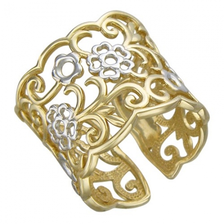 Россия Женское кольцо Ажур из желтого золота без камней