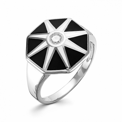 Ювелирная фабрика «Алькор» Серебряное кольцо c эмалью