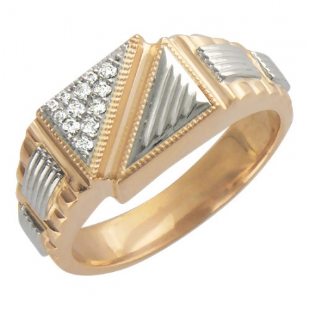 01Т165004 мужское кольцо из комбинированного золота c фианитом