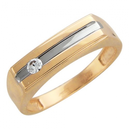 01Т165217 мужское кольцо из комбинированного золота c фианитом