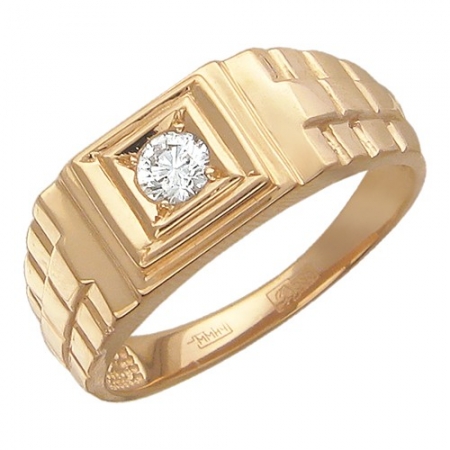 01Т610788 мужское золотое кольцо c бриллиантом
