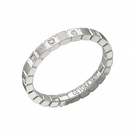 01О620361 обручальное кольцо из белого золота c бриллиантом