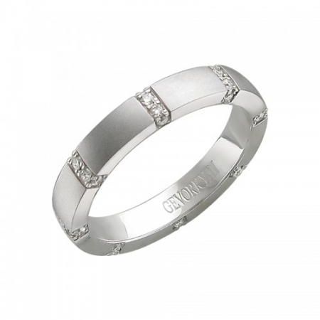 01О620368 обручальное кольцо из белого золота c бриллиантом