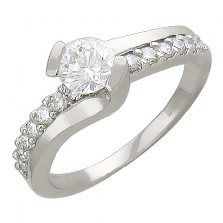 Россия Женское кольцо из белого золота c сапфиром, бриллиантом