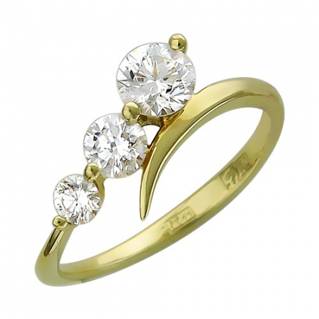 01К642933 женское кольцо из желтого золота c бриллиантом