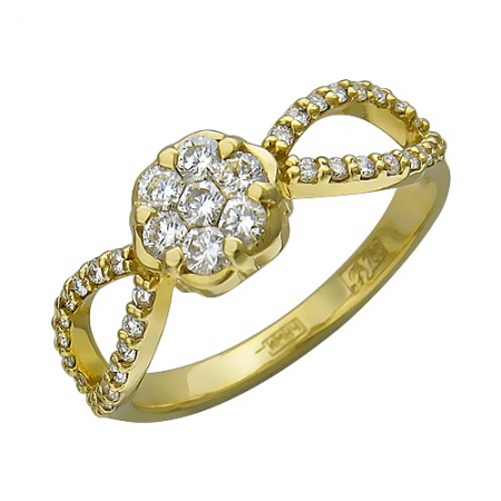 Ювелирный дом Эстет Женское кольцо из желтого золота c бриллиантом