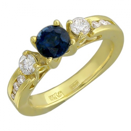Россия Женское кольцо из желтого золота c сапфиром, бриллиантом