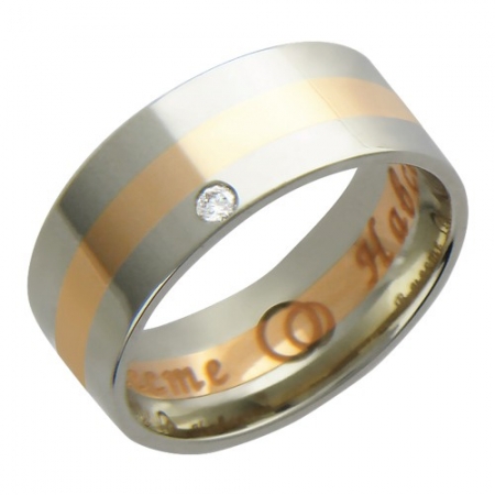 Ювелирный дом Эстет Обручальное кольцо из комбинированного золота c бриллиантом