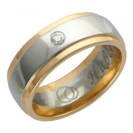 Ювелирный дом Эстет Обручальное кольцо из комбинированного золота c бриллиантом