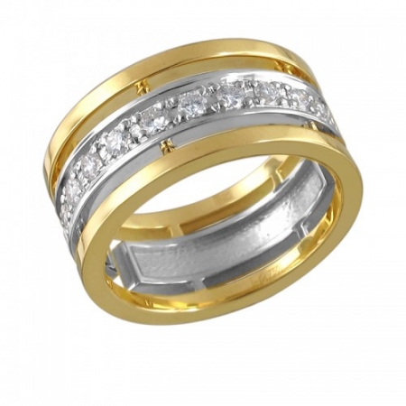 Россия Обручальное кольцо из комбинированного золота c бриллиантом