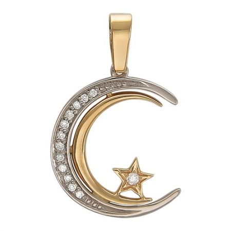 Россия Мусульманская подвеска из комбинированного золота c бриллиантом