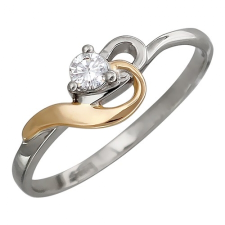 Ювелирный дом Эстет Женское кольцо из комбинированного золота c бриллиантом