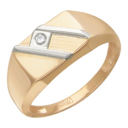 01Т663526 мужское кольцо из комбинированного золота c бриллиантом