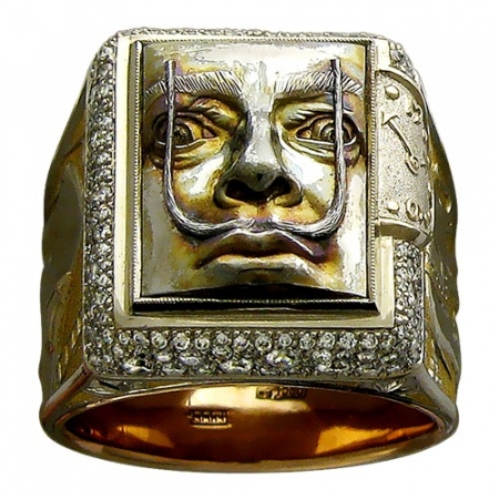 Мужское кольцо Сальвадор Дали из комбинированного золота c бриллиантом