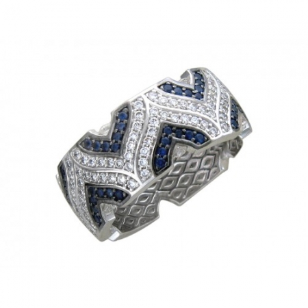Россия Женское кольцо из белого золота c сапфиром, бриллиантом