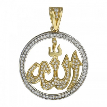 01П682325 мусульманская подвеска из комбинированного золота c бриллиантом