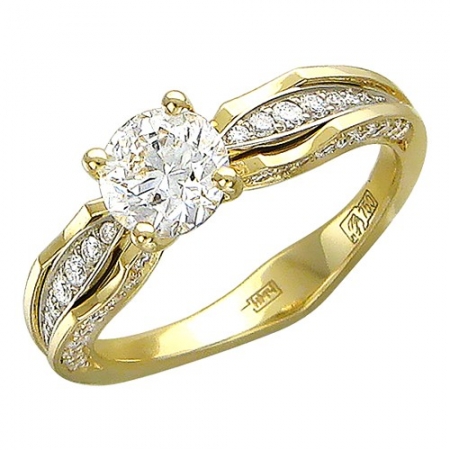 01К686252 женское кольцо из комбинированного золота c бриллиантом