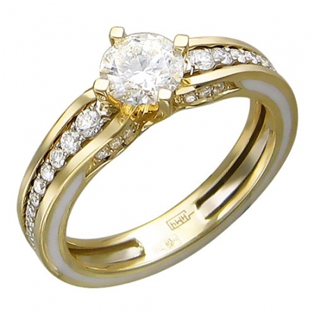 Россия Женское кольцо из комбинированного золота c эмалью, бриллиантом