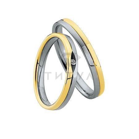 Т-26875 золотые парные обручальные кольца (ширина 3 мм.) (цена за пару)
