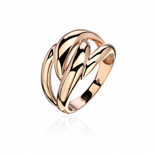 Женское кольцо из красного золота 585 пробы без камней