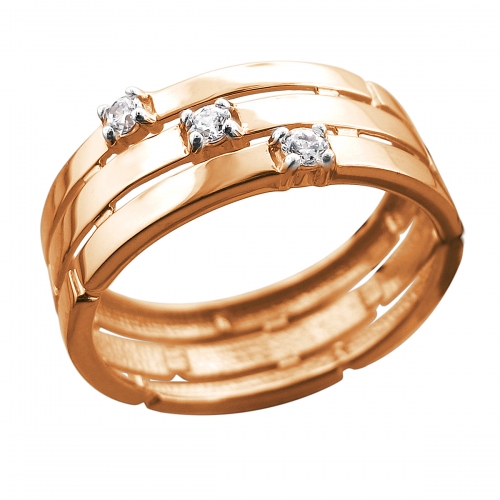 Женское кольцо из красного золота c фианитом