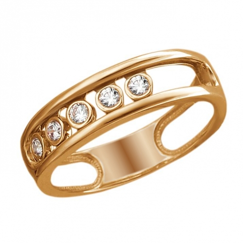 Женское кольцо из красного золота c фианитом