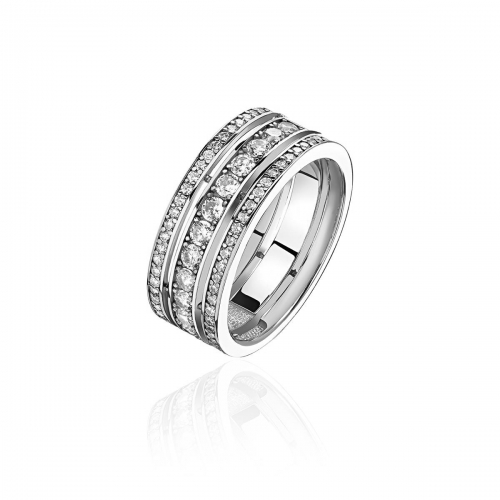 Женское кольцо из белого золота 585 пробы с фианитами