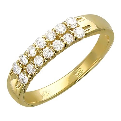 Женское кольцо из желтого золота 585 пробы с фианитами