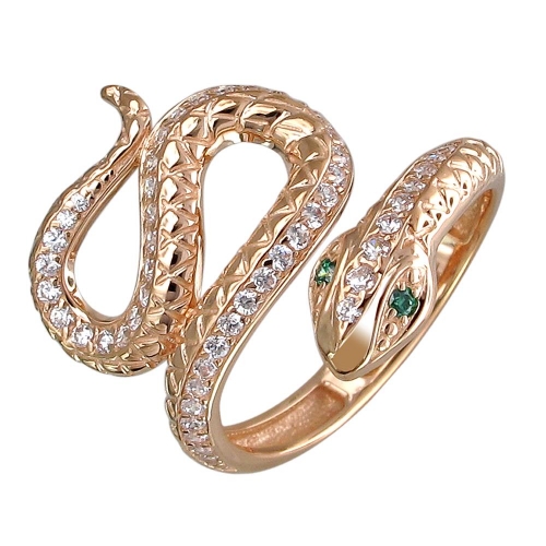 Женское кольцо из красного золота 585 пробы с наноизумрудом