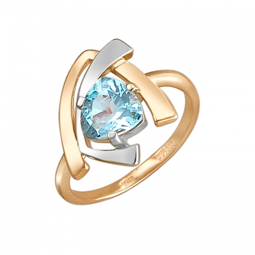 Женское кольцо из комбинированного золота c топазом