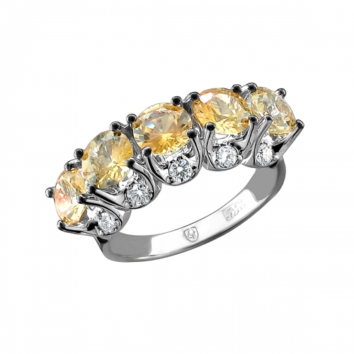 Женское кольцо из белого золота c сапфиром и бриллиантом